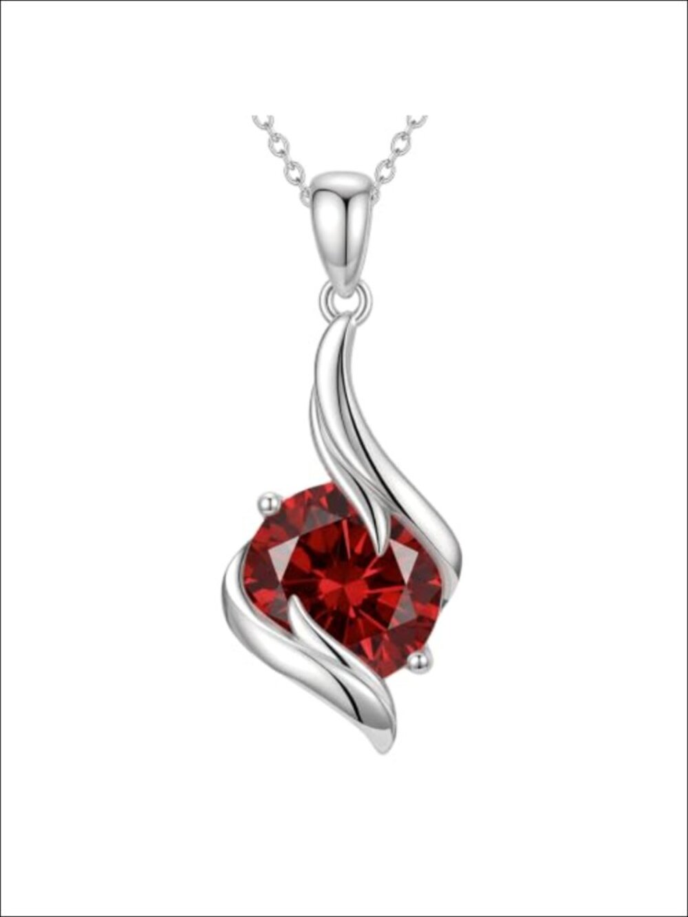 Sterling Silver Garnet Birthstone Necklace Women Jewelry Gift